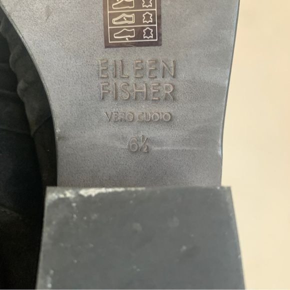 EILEEN FISHER Black Suede Irwin Block Heel Booties Sz 6.5 Comfort Ankle Boot - Picture 3 of 8